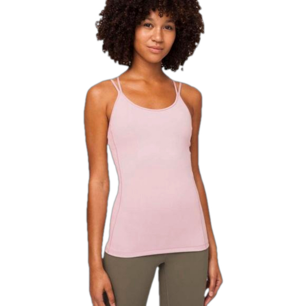 Lululemon Sz 12 Free To Be Tank Top Everlux Smoky Blush Pink Yoga Built In Bra